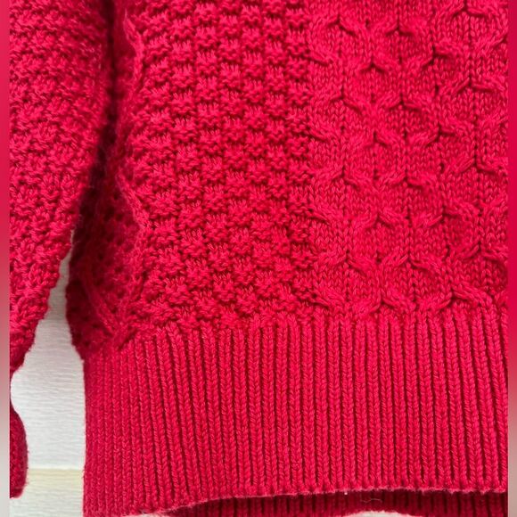 Baby Gap dark red long sleeved knitted 100%cotton sweater,front/wrists ruched 3T - Picture 9 of 10